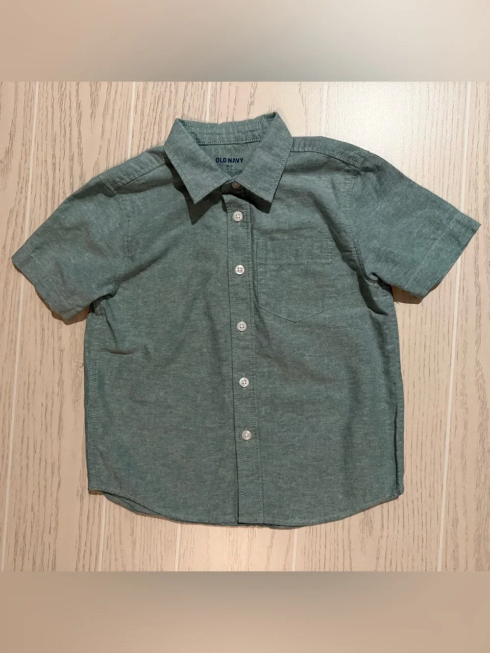 Old Navy Boys XS 5 Button Up Shirts Lot Blue‎ Green Short Sleeve Collared Casual